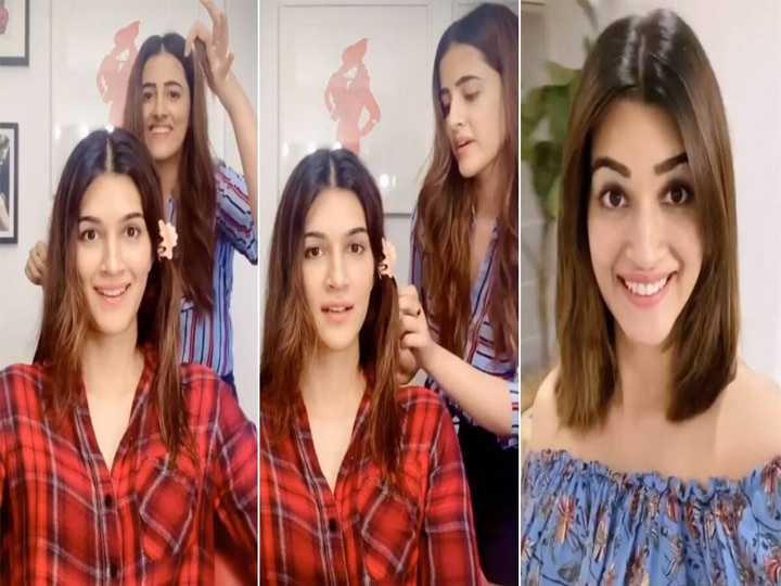 Kriti Sanon got sister Nupur done 'quarantine' hair cut in Lockdown, watch video Lockdown में कृति सनोन ने बहन नूपुर से करवाया 'क्वारंटाइन' हेयर कट, देखें वीडियो