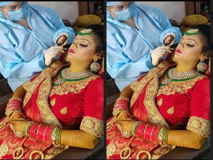 Makeup Artist Wears Ppe Kit To Did Make Of Bride In Agra To Protect From Coronavirus आगर क र न स कट क ब च श द Ppe क ट पहनकर ह आ द ल हन क म कअप